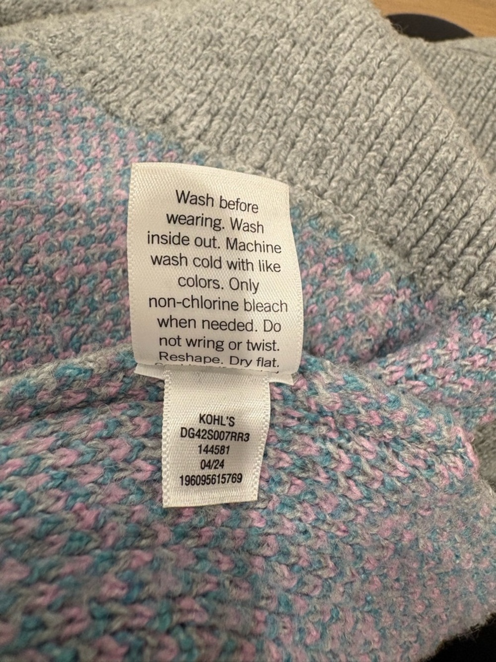 SO Girls Floral Knit Cardigan Size 8 Gray Pink Teal Flowers - Picture 5 of 5